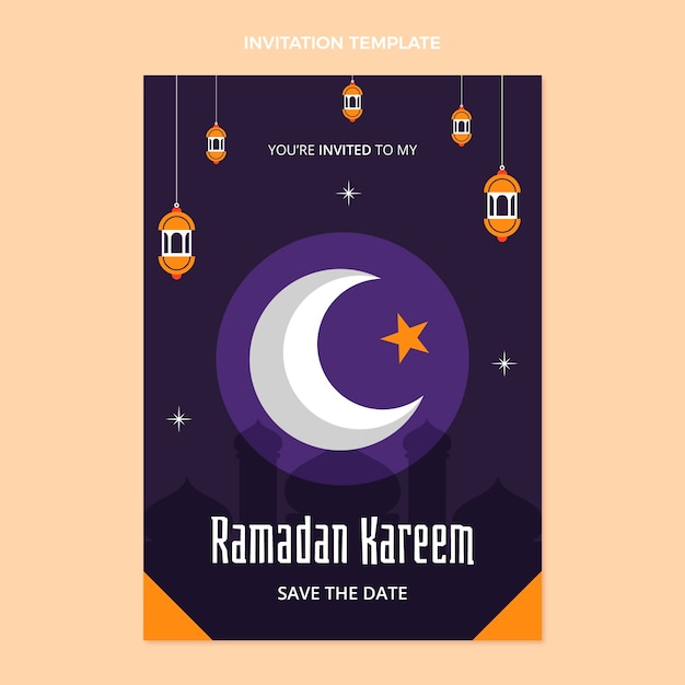 Free Vector flat ramadan invitation template