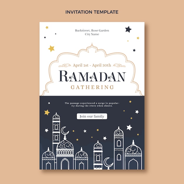 Flat ramadan invitation template