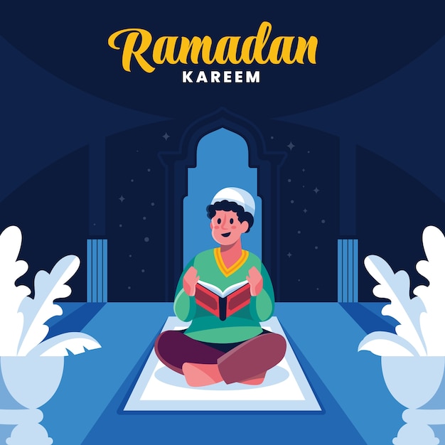 Free vector flat ramadan kids illustration