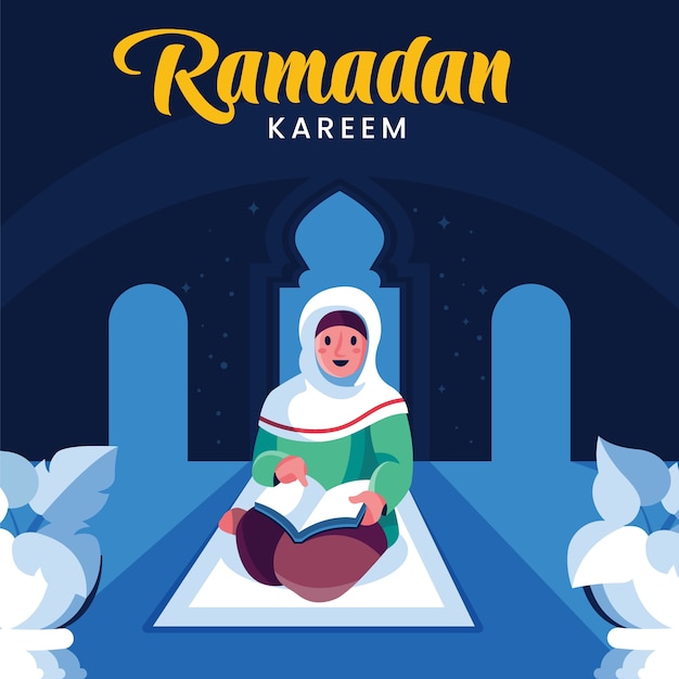 Free Vector flat ramadan kids illustration