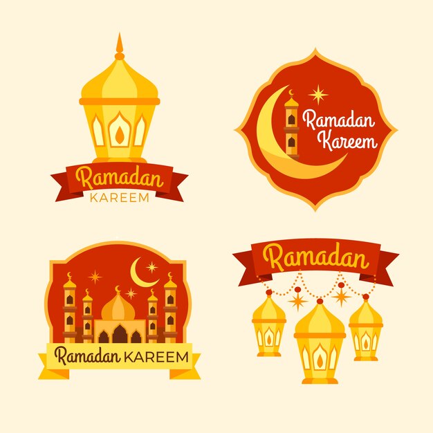 Flat ramadan label collection