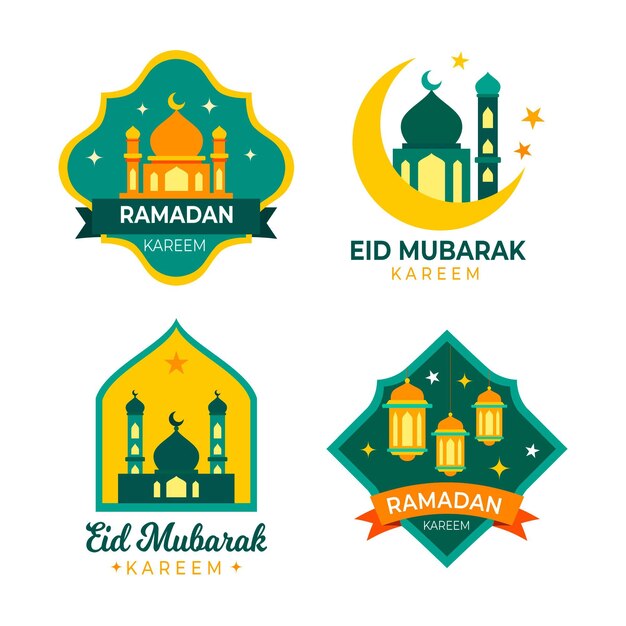 Flat ramadan label pack