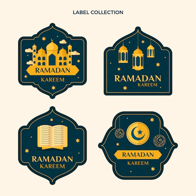 Flat ramadan labels collection