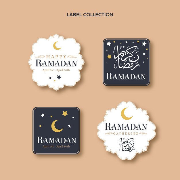 Flat ramadan labels collection