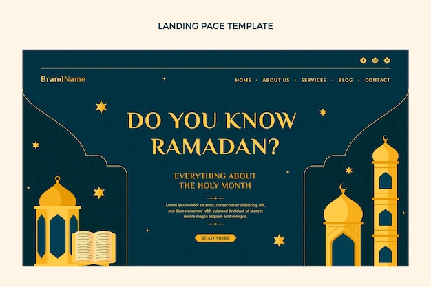 Flat ramadan landing page template