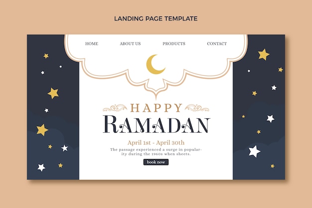 Free Vector flat ramadan landing page template