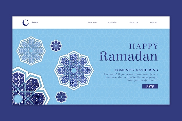 Free Vector flat ramadan landing page template