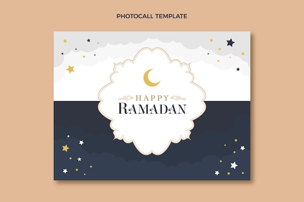 Free Vector flat ramadan photocall template