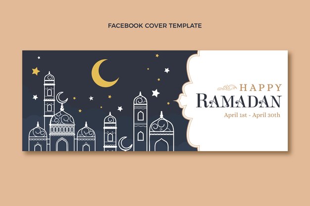 Flat ramadan social media cover template