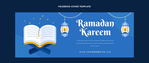 Flat ramadan social media cover template