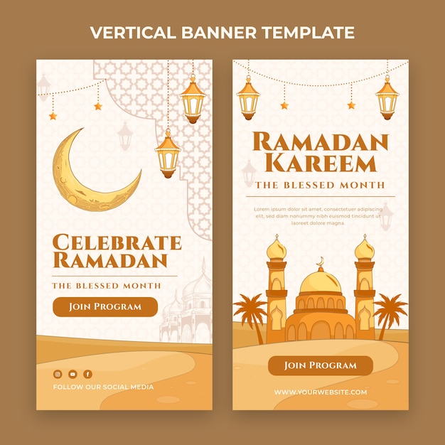 Flat ramadan vertical banners set