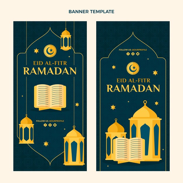 Flat ramadan vertical banners set