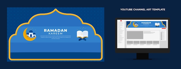 Free Vector flat ramadan youtube channel art