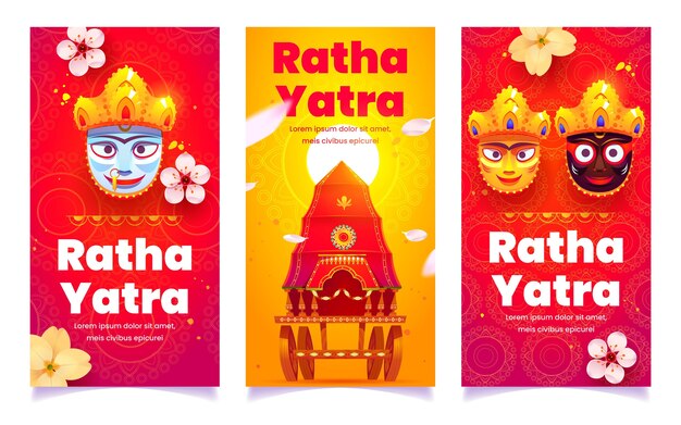 Flat rath yatra banners set