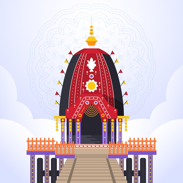 Free vector flat rath yatra celebration illustration