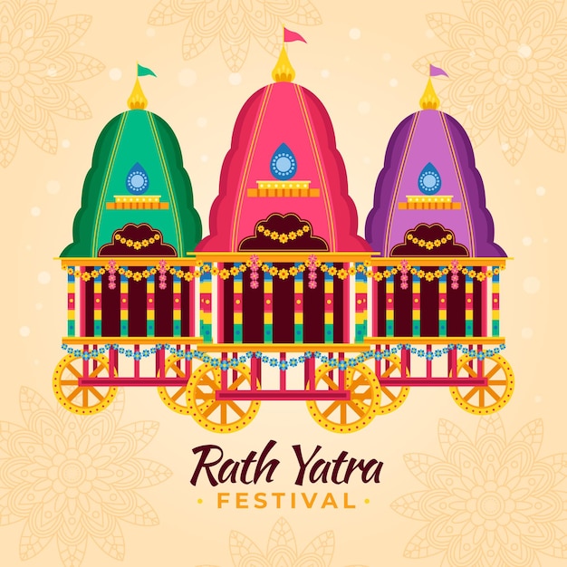 Flat rath yatra celebration illustration