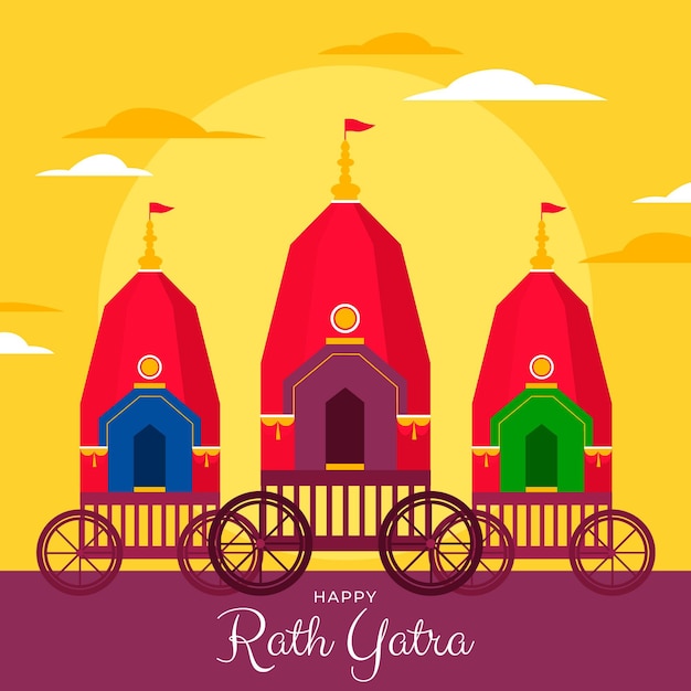 Flat rath yatra celebration illustration