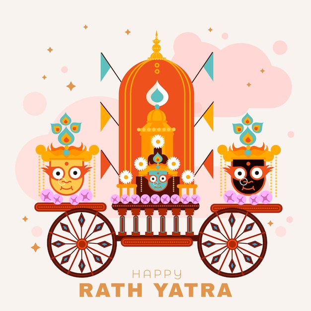 Free vector flat rath yatra illustration