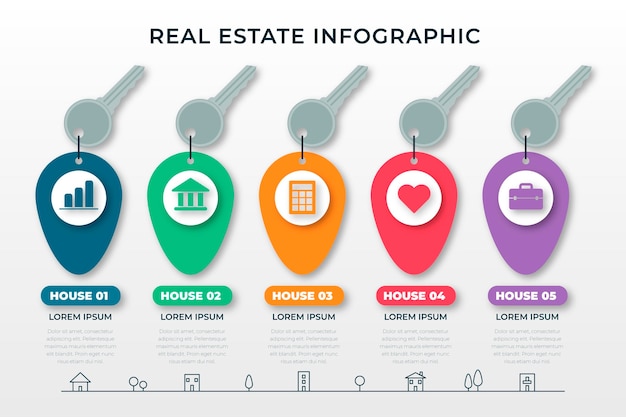 Free Vector flat real estate infographic template