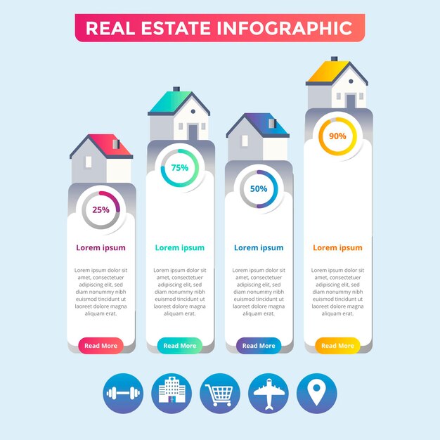 Flat real estate infographic template