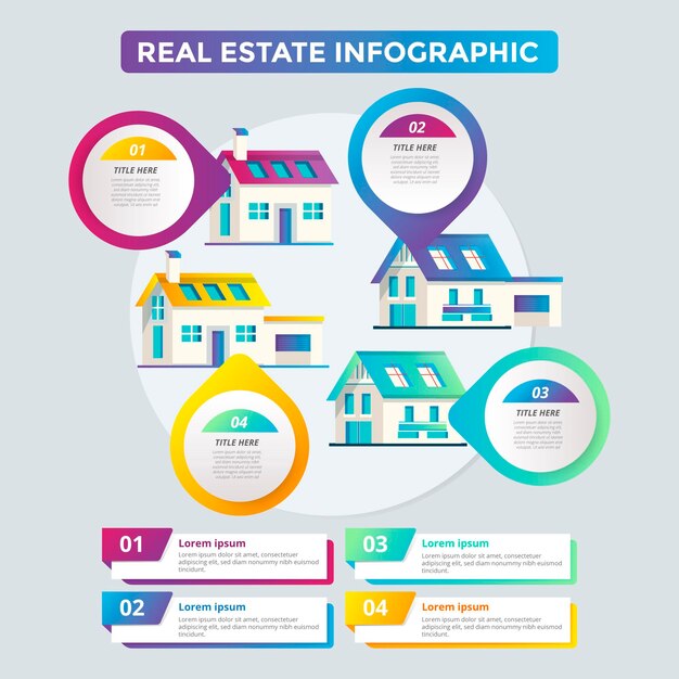 Flat real estate infographic template