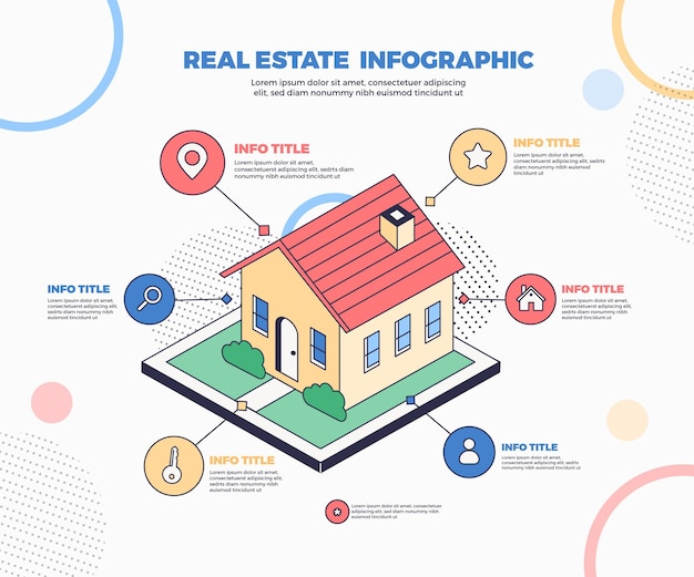 Flat real estate infographic template