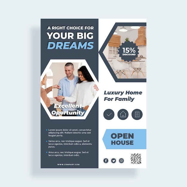 Free Vector flat real estate poster with photo