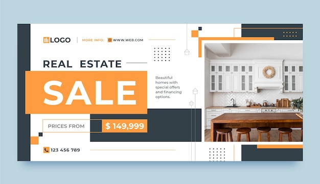 Free Vector flat real estate sale banner template