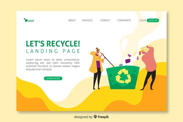 Flat recycling landing page template