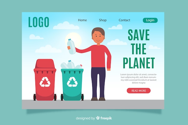 Free Vector flat recycling landing page template