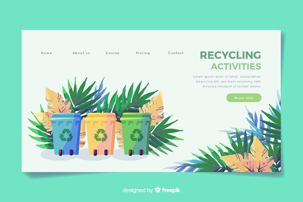 Free Vector flat recycling landing page template