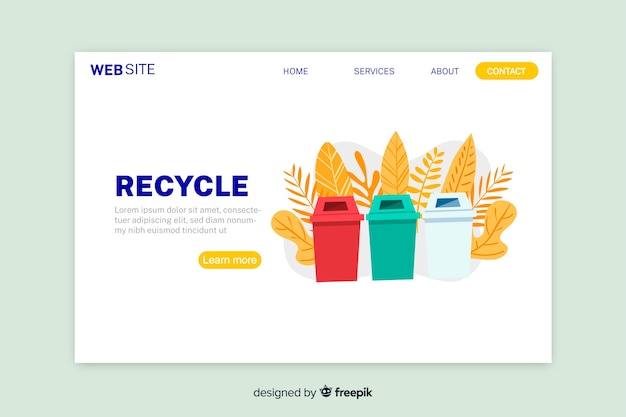 Free Vector flat recycling landing page template