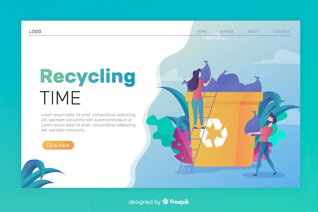 Flat recycling landing page template