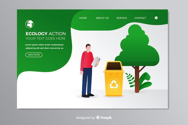 Flat recycling landing page template