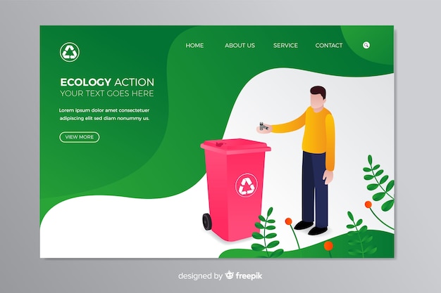 Free Vector flat recycling landing page template