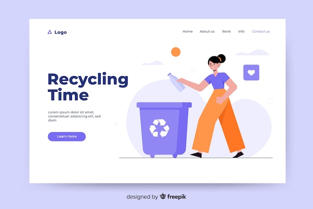 Flat recycling landing page template