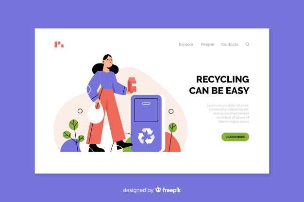 Flat recycling landing page template