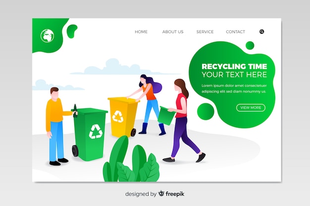 Flat recycling landing page template