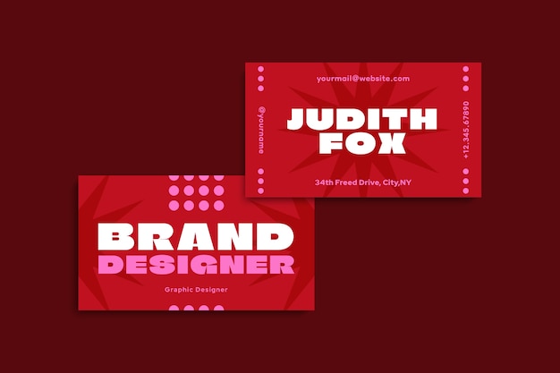 Flat red business card