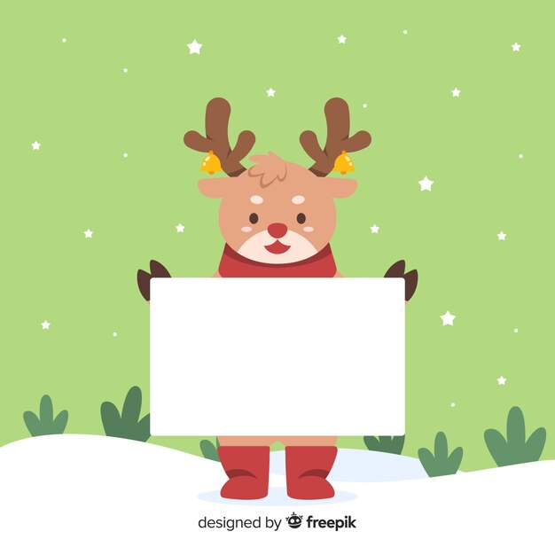 Flat reindeer with blank sign