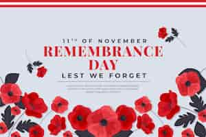 Free vector flat remembrance day background