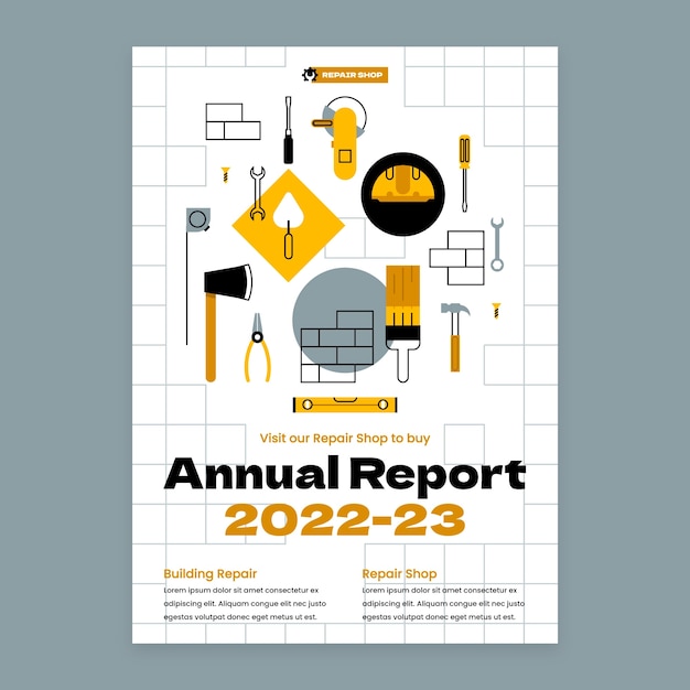 Free Vector flat repair shop business annual report template