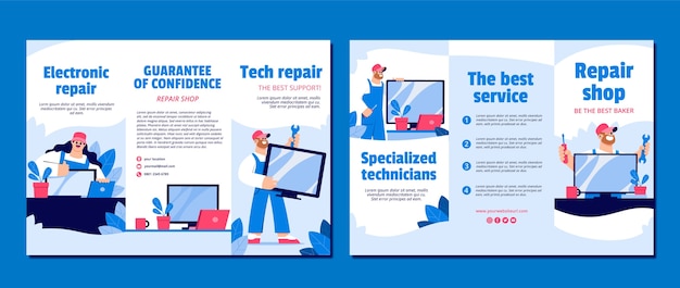 Flat repair shop business brochure template