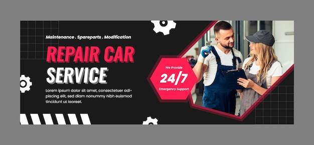 Flat repair shop business social media cover template