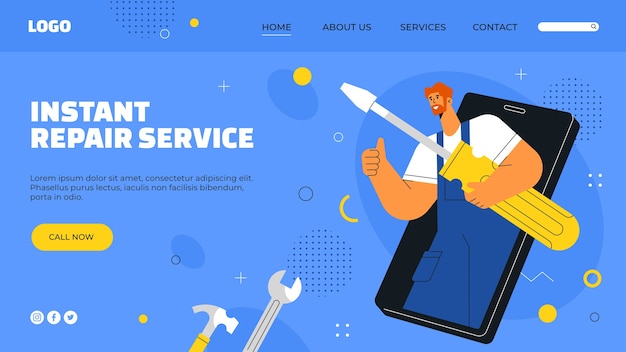 Free Vector flat repair shop landing page template