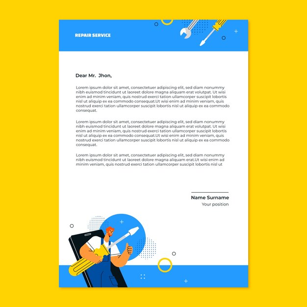 Flat repair shop letterhead template