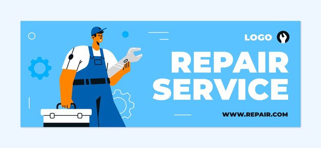 Flat repair shop social media cover template