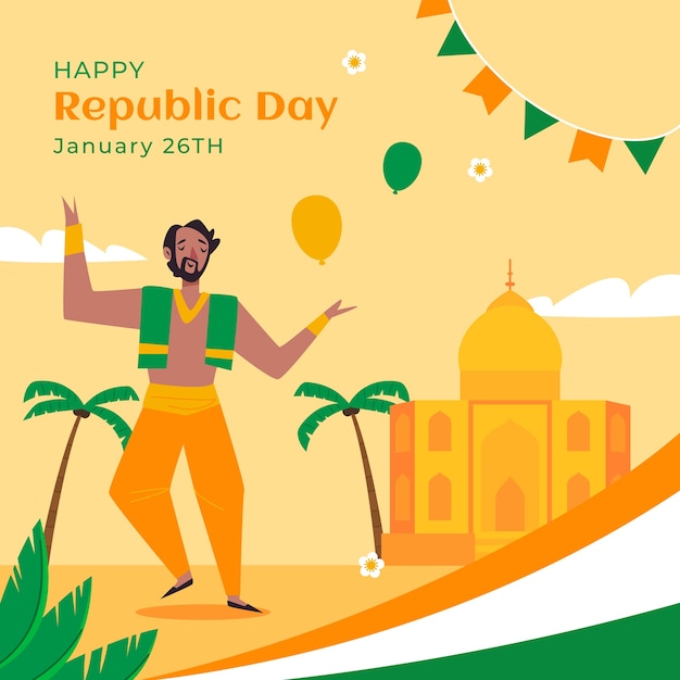 Free Vector flat republic day illustration