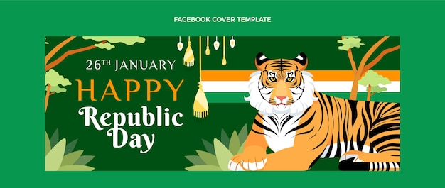 Free Vector flat republic day social media cover template