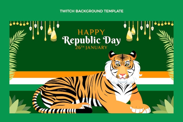 Free Vector flat republic day twitch background